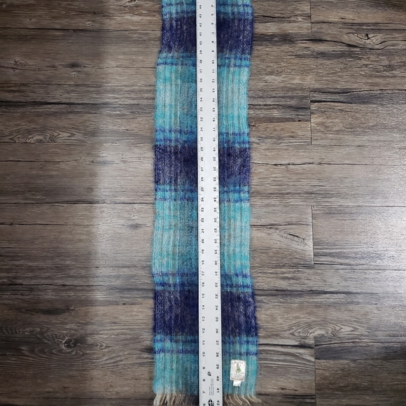 Royal Scot Mohair Wool Plaid Scarf Blue - Picture 6 of 6